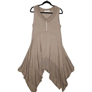 Skovhuus Denmark Sweater Dress Medium Handkerchief Lagenlook Taupe Sleeveless